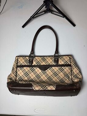 Used Y2K Beige Burberry Nova Check Canvas Tote